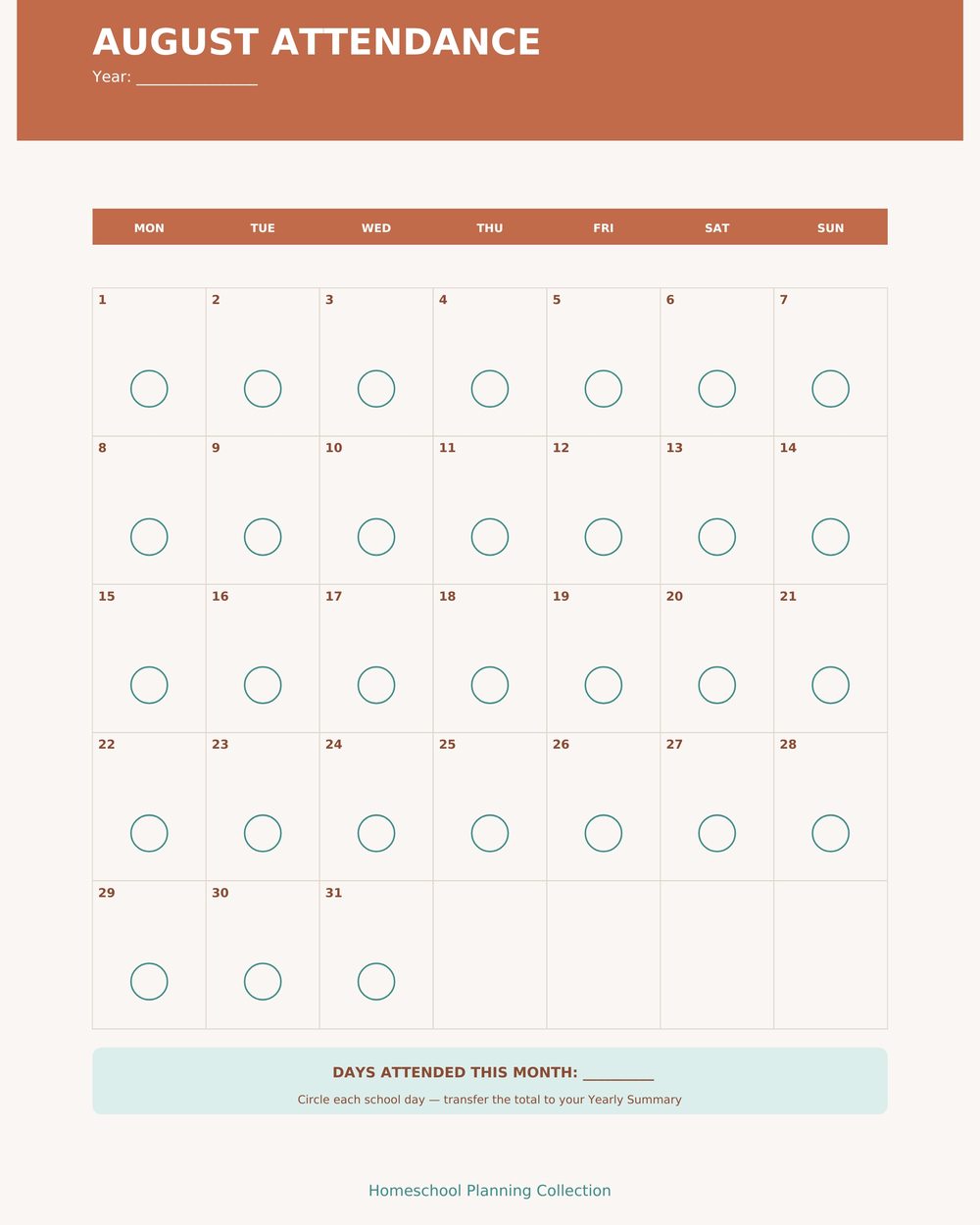Homeschool Attendance Tracker photo 3