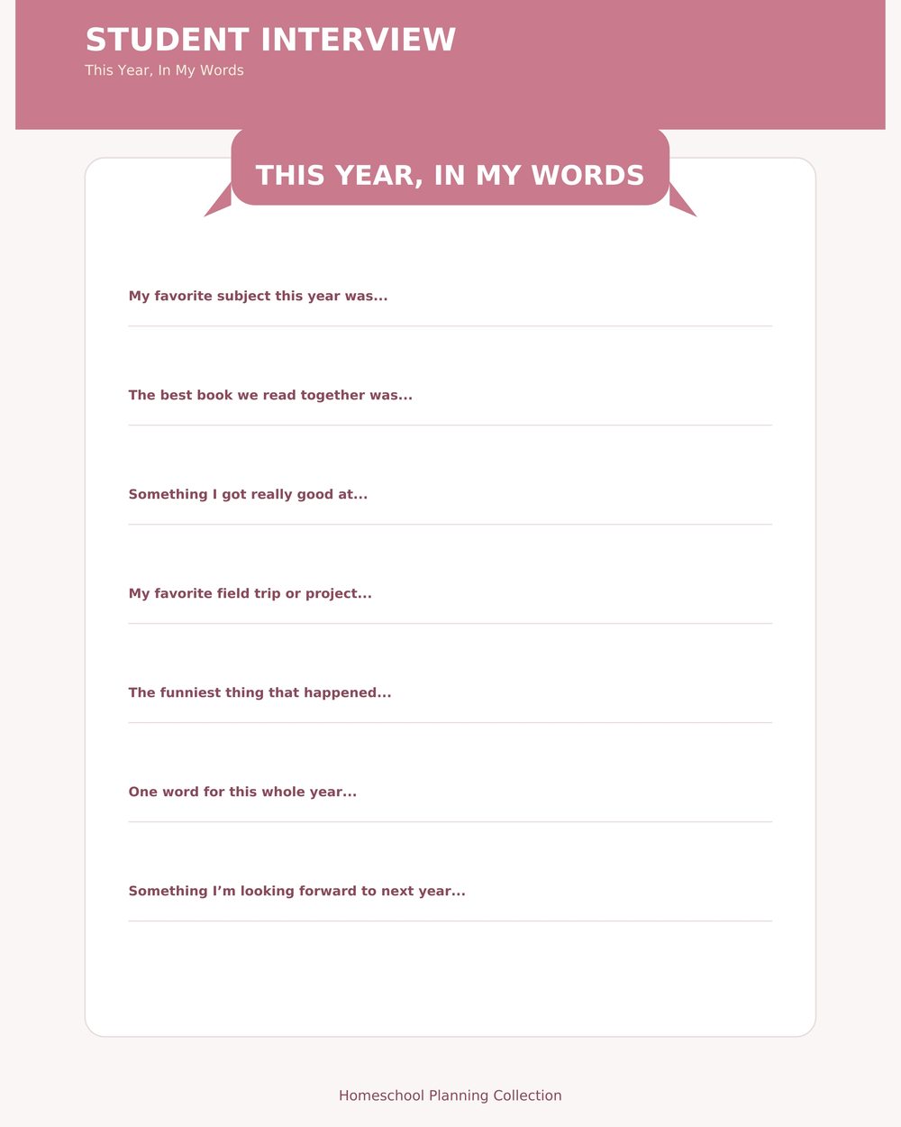 Homeschool Year Review Planner photo 3