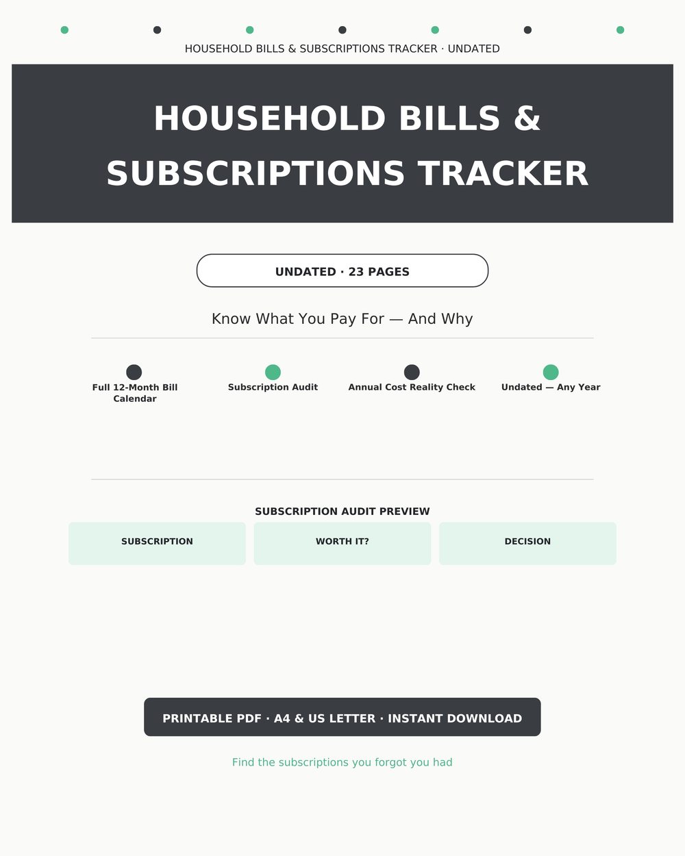 Household Bills & Subscriptions Tracker