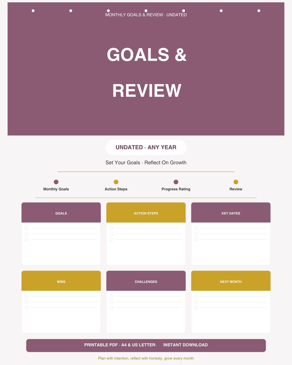 Monthly Goals review Planner