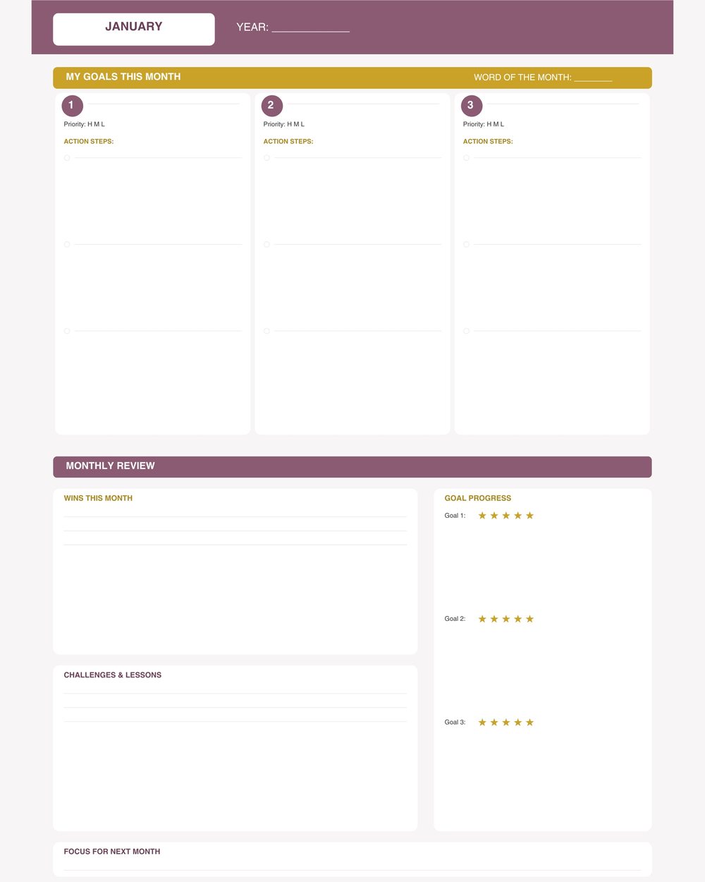 Monthly Goals review Planner photo 3