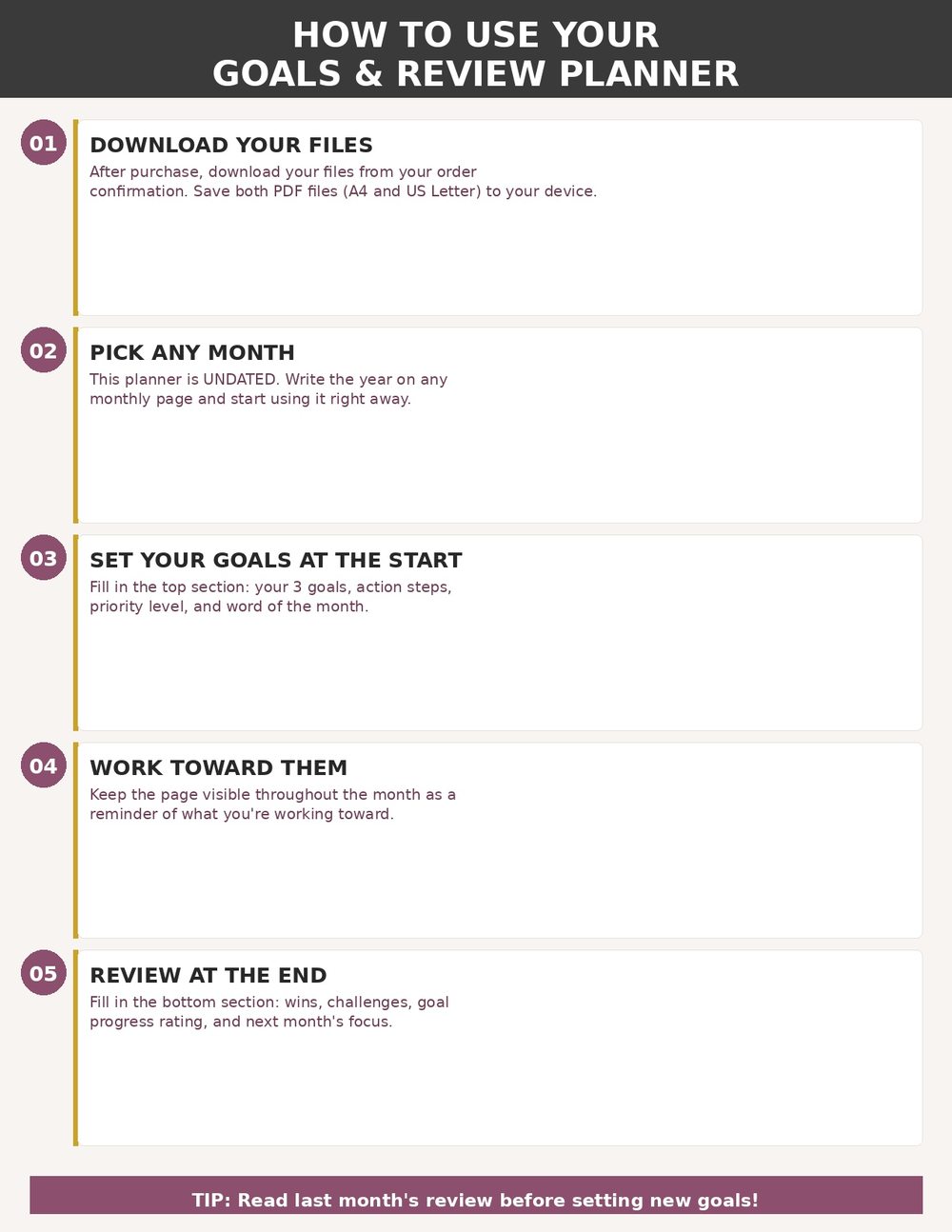 Monthly Goals review Planner photo 7