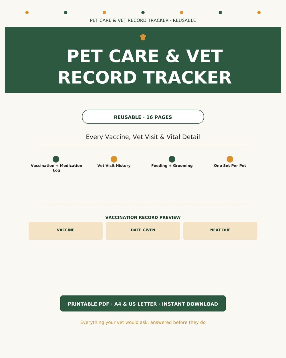 Pet Care & Vet Record Tracker