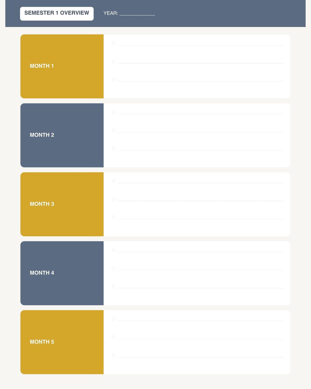 Semester At A Glance Planner