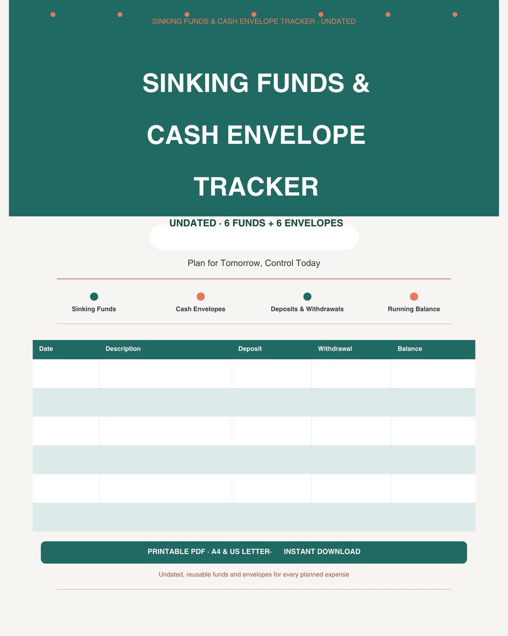 Sinking Funds & Cash Envelope Tracker