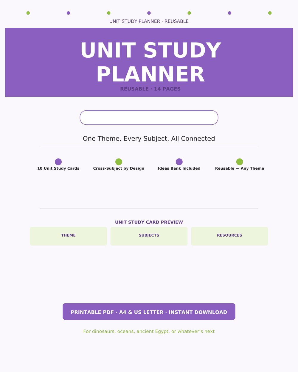 Unit Study Planner