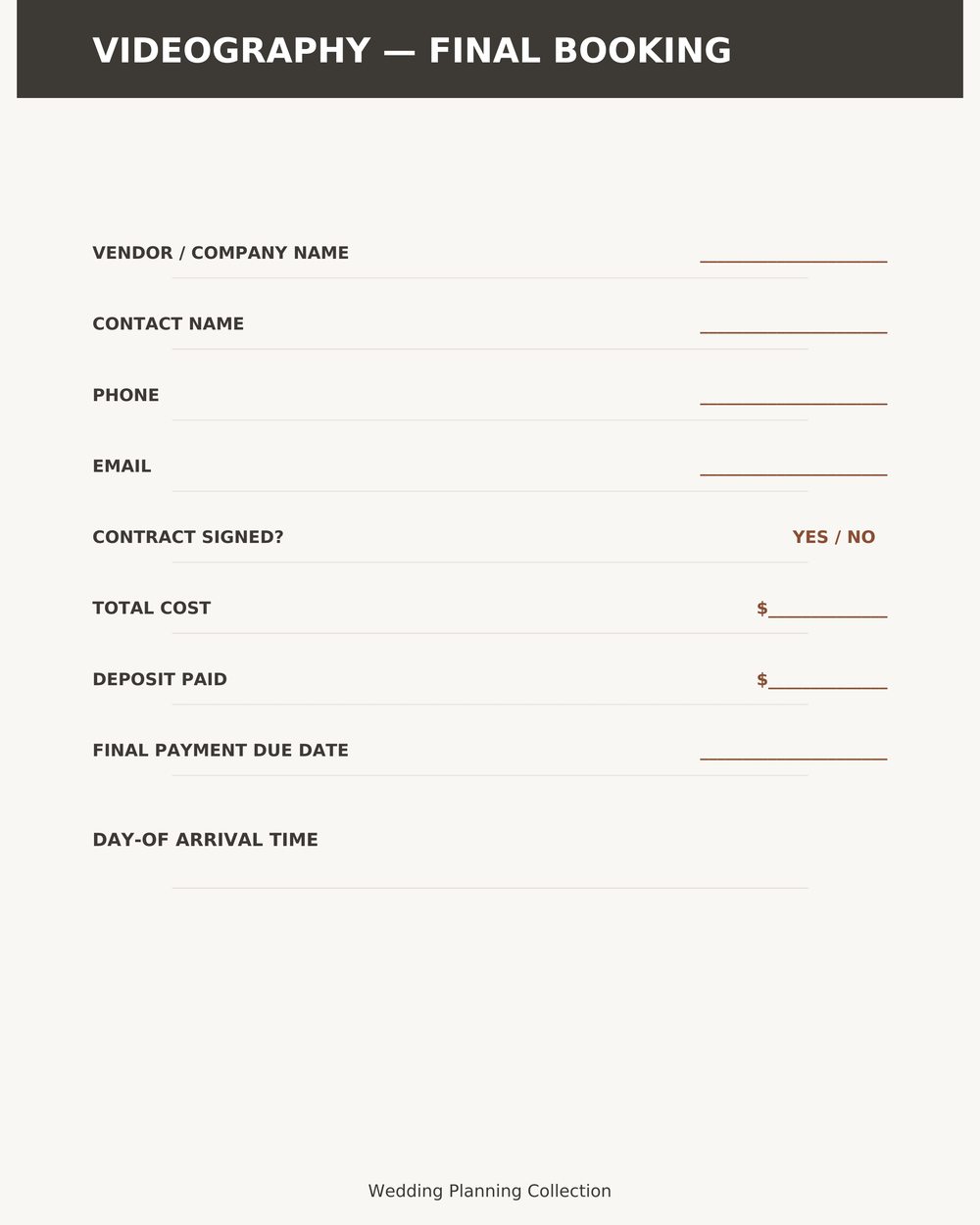 Vendor Contact & Comparison Sheet photo 5