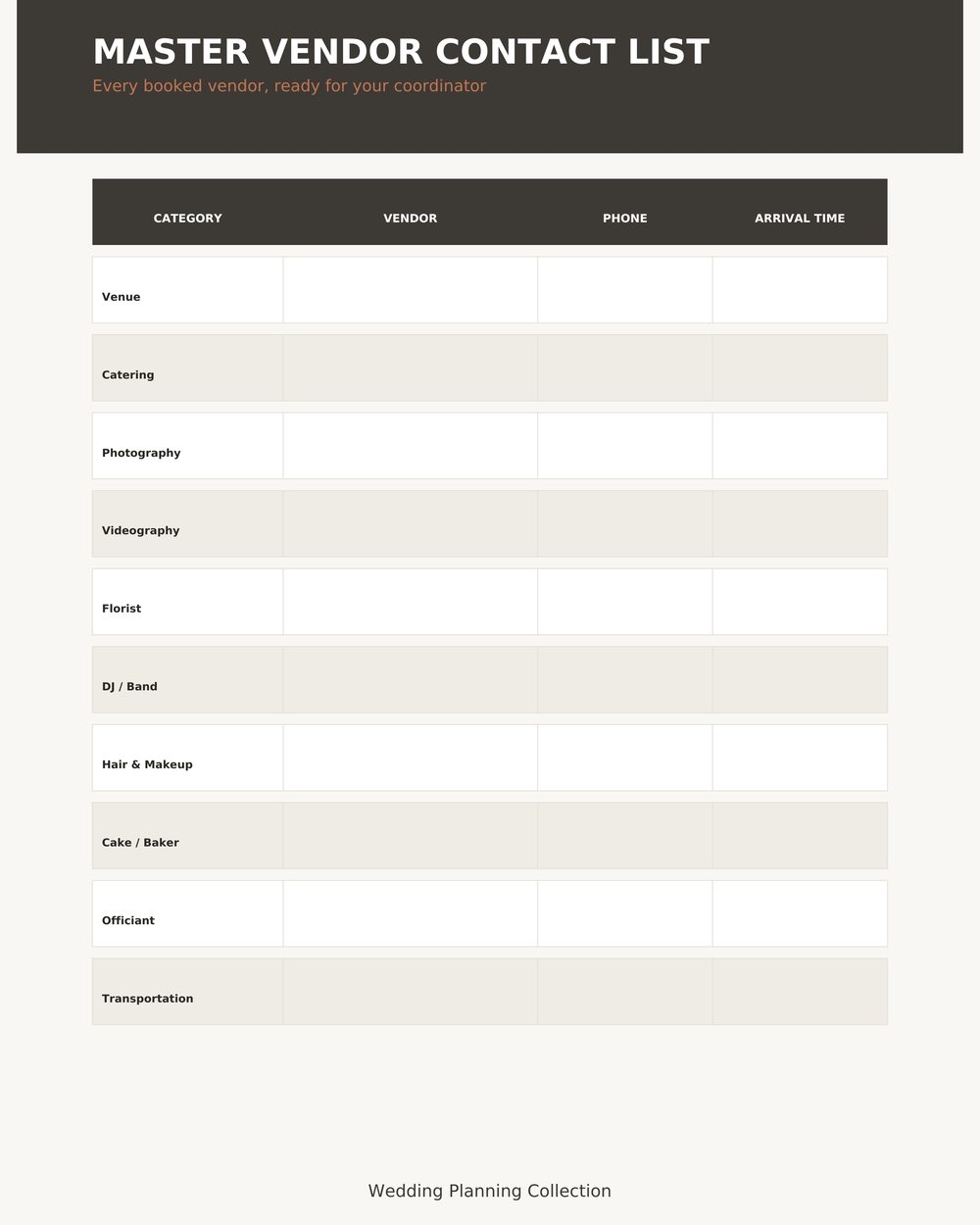 Vendor Contact & Comparison Sheet photo 8