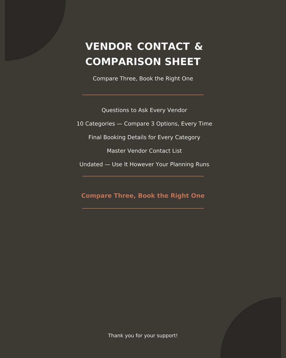 Vendor Contact & Comparison Sheet photo 9