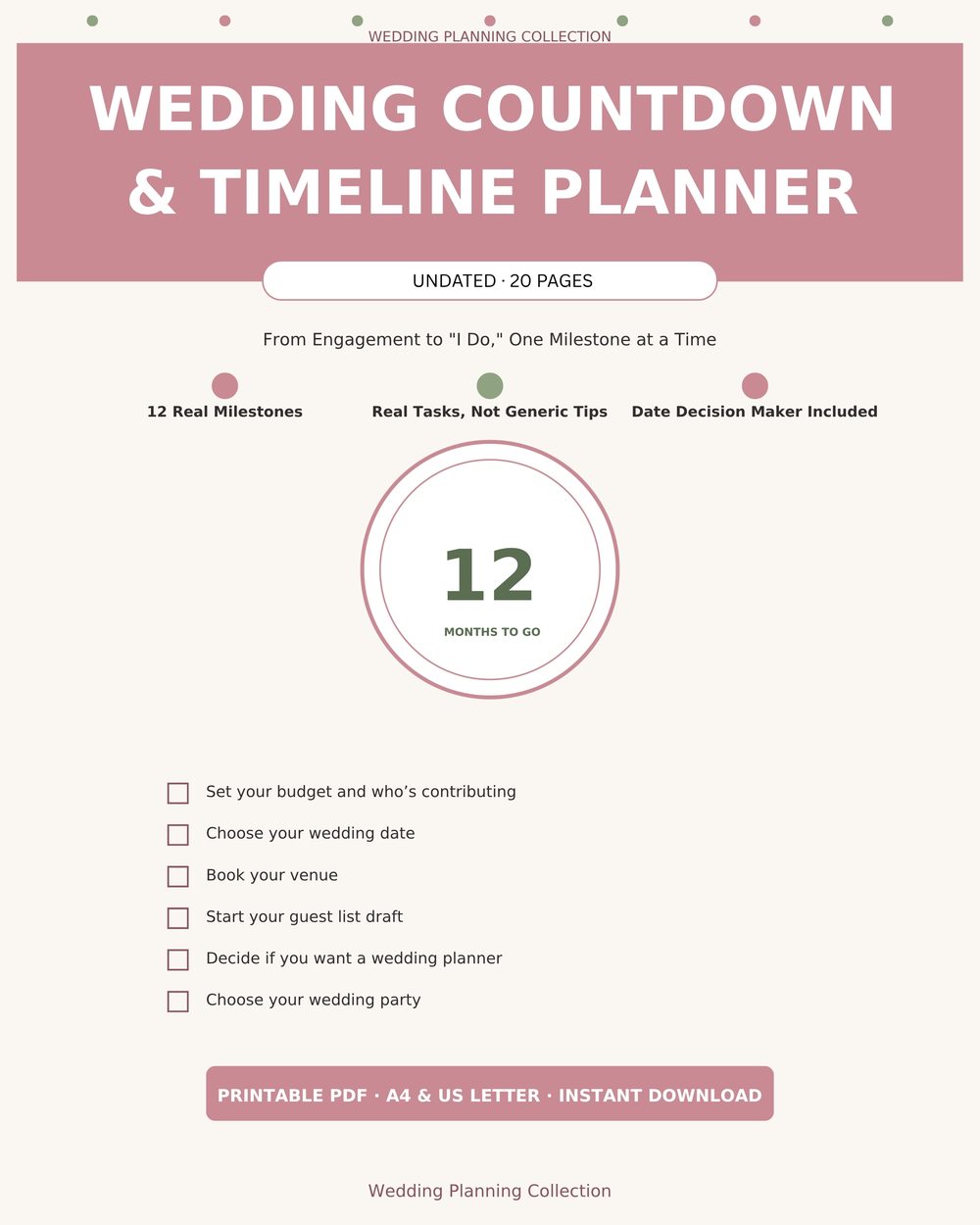 Wedding Countdown & Timeline Planner