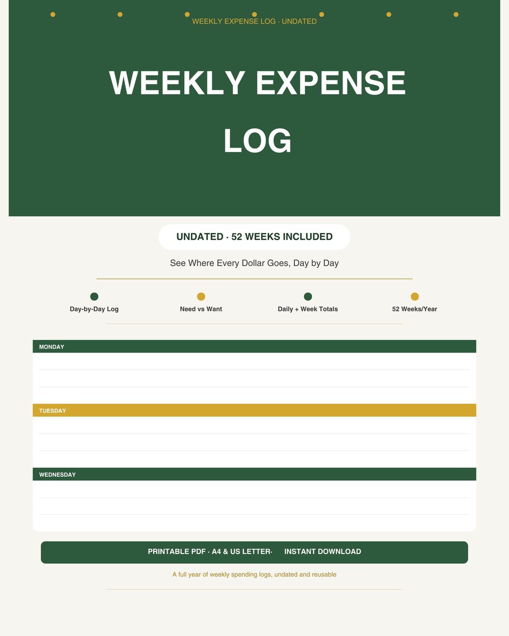 Weekly Expense Log