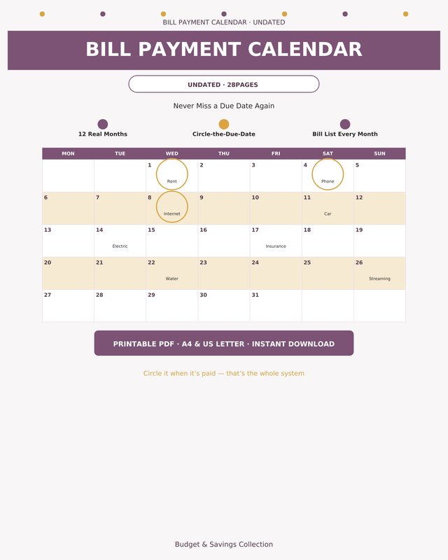 Bill Payment Calendar