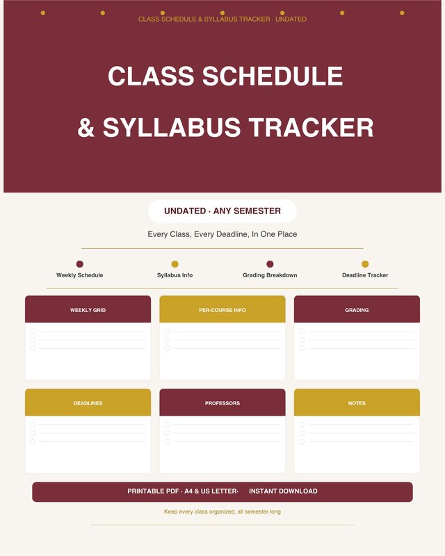 Class Schedule & Syllabus Tracker