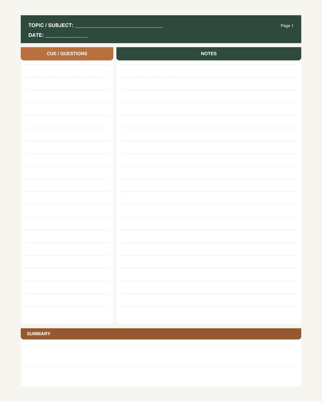 Cornell Notes Template