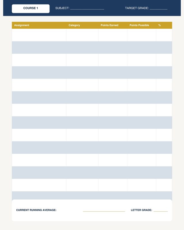 Grade Tracker & GPA Calculator Tracker