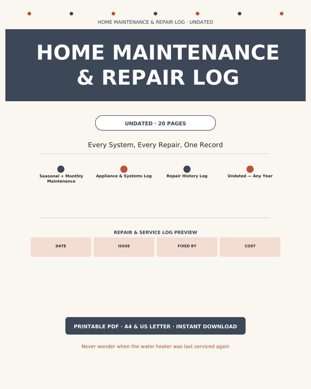 Home Maintenance & Repair Log