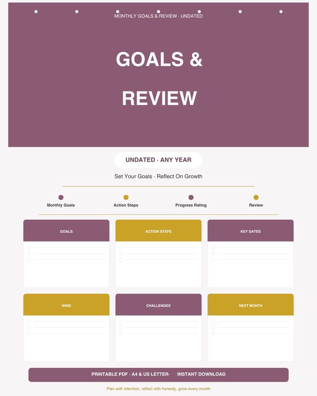 Monthly Goals review Planner